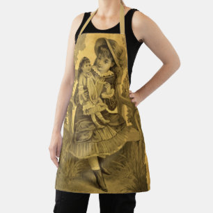 Delantal Chica con arte de la época de muñecas