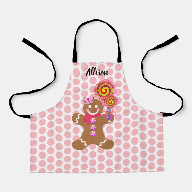 Delantal Chica Cute Gingerbread Personalizado Baking Kids (Anverso)