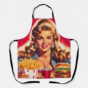 Delantal Chica de cartel de comida rápida vintage