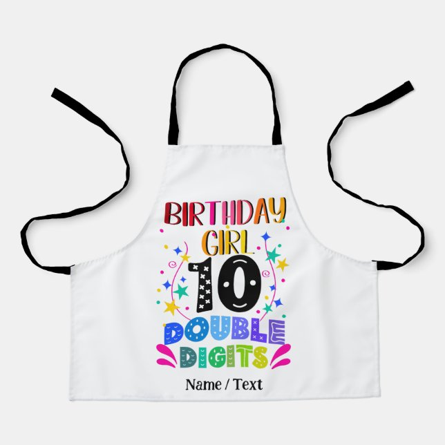 Delantal Chica de cumpleaños 10 dígitos dobles (Anverso)