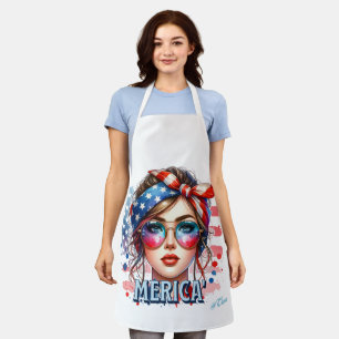 Delantal CHICA de MERICA - Retro Patriótico Bandera de EEUU