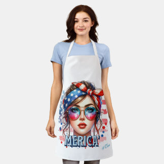 Delantal CHICA de MERICA - Retro Patriótico Bandera de EEUU