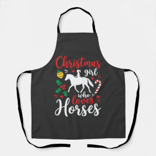 Delantal Chica de Navidad que ama los caballos