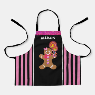 Delantal Chica de pan de jengibre rosado lindo niños pers