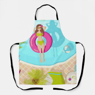Delantal Chica de piscina en bikini playa de verano