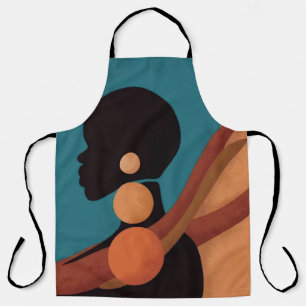 Delantal chica en el trópico. Hermosa mujer africana. Negro