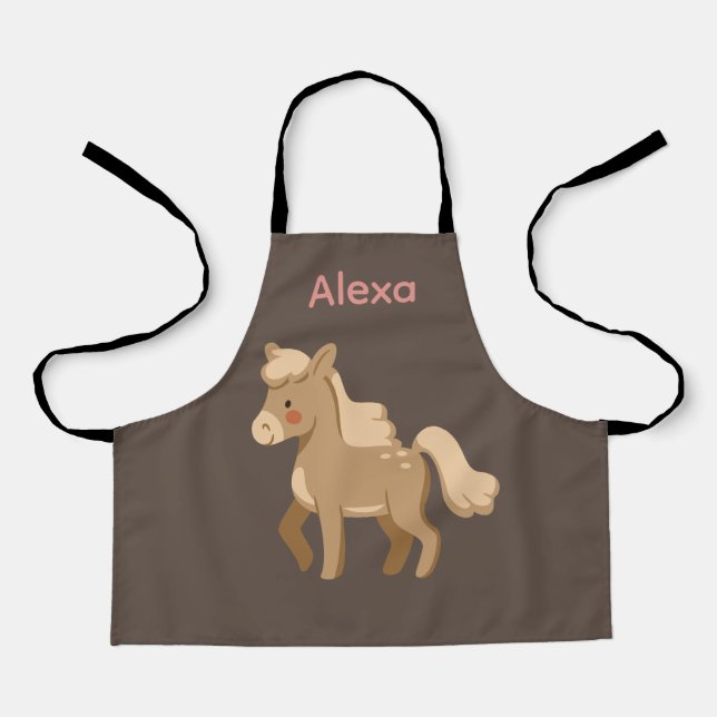 Delantal Chica Monogramado Personalizado del Caballo Pony (Anverso)
