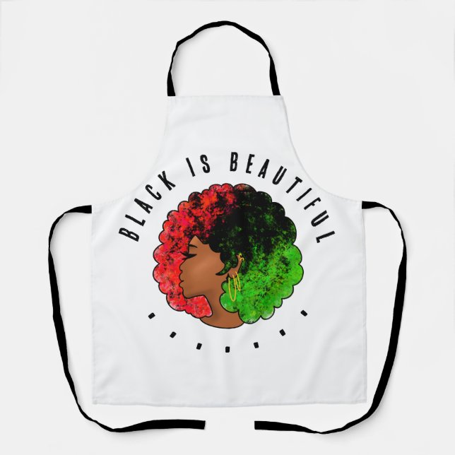 Delantal Chica negra panafricana mujer rojo orgullo verde a (Anverso)