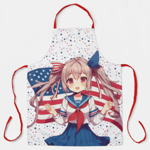 Delantal CHICA patriótico de anime de Estados Unidos