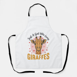 Delantal Chica que ama las jirafas diseño de grabado vintag