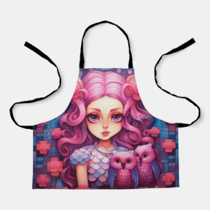 Delantal Chica rosa con dos lechones