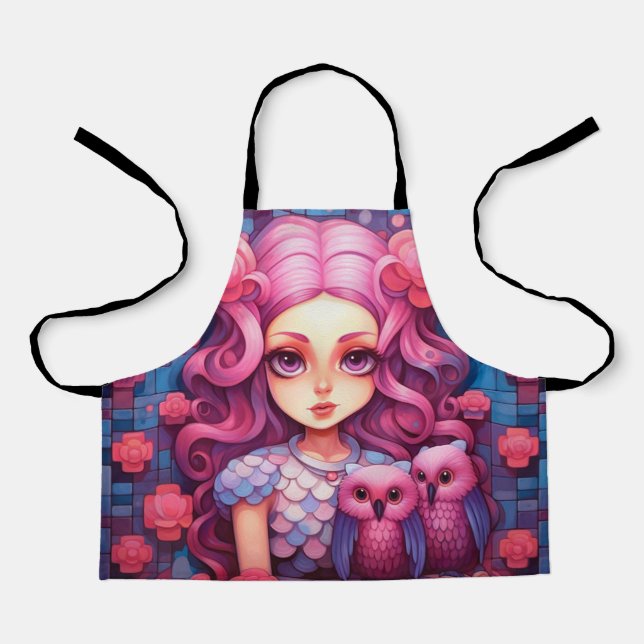 Delantal Chica rosa con dos lechones (Anverso)