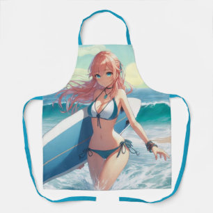 Delantal Chica surfista de anime costero/naútico/tropical