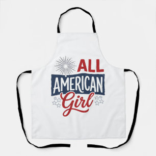 Delantal Chica totalmente americana Diseño de camiseta vint