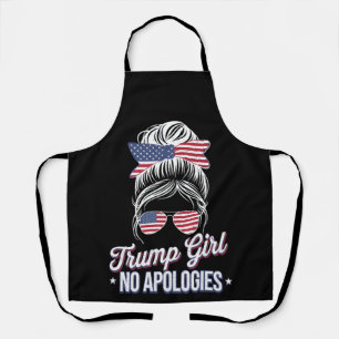 Delantal Chica Trump Sin Disculpas Moño Desordenado Retro V