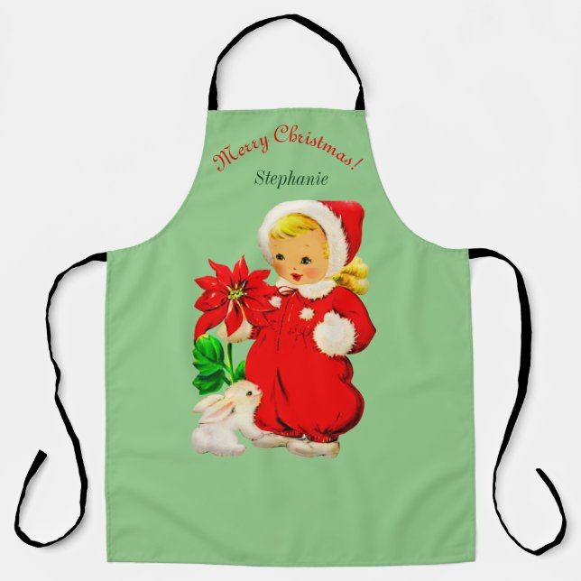 Delantal Chica Vintage Con Navidades Bunny Apron (Anverso)
