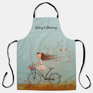 Delantal Chica Vintage en Bicicleta Floral Personalizada