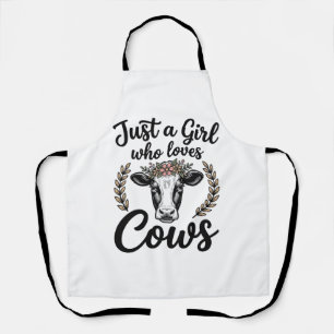 Delantal Chica Vintage Que Ama Las Vacas Camiseta Floral De