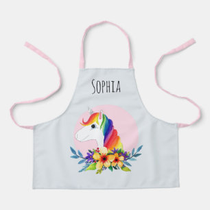 Delantal Chicas adoran a los niños de unicornio mágico colo