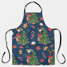 DELANTAL CHICAS CUIDADOS DECORAN ÁRBOLES NAVIDAD