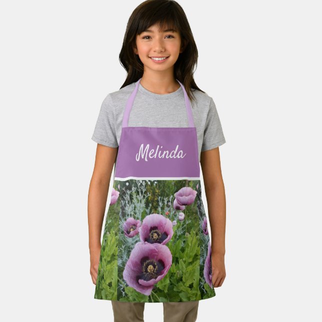 Delantal Chicas de la flor morada rosada (in situ)