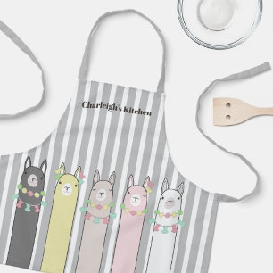Delantal Chicas de Llama Coloridas Retro Personalizadas