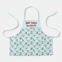 Delantal Chicas de muñeco de nieve cutáneos nombran verde a