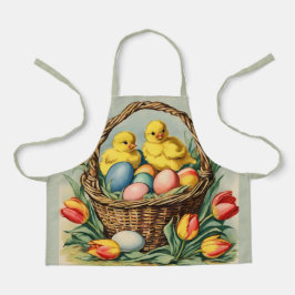 Delantal Chicas de Pascua con niños tulipanes