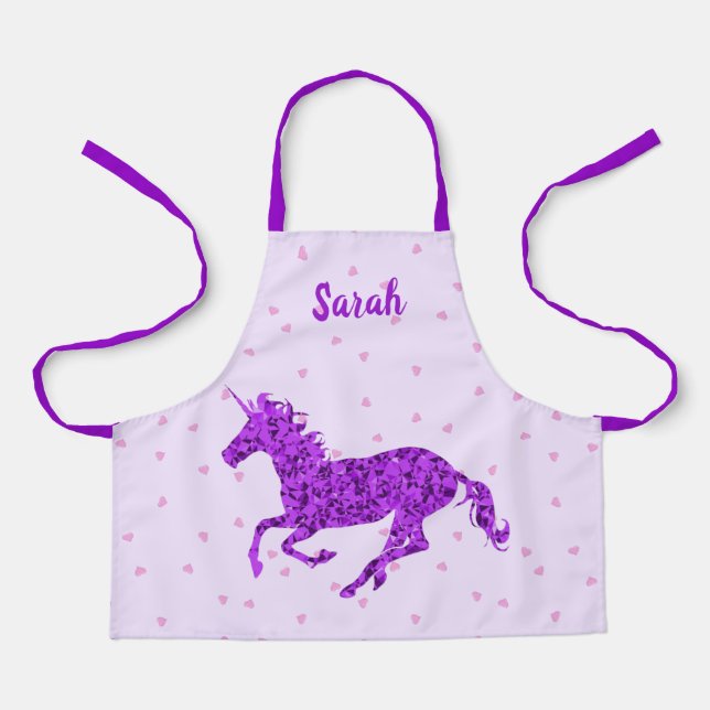 Delantal Chicas morados de unicornio Cocina Apron (Anverso)