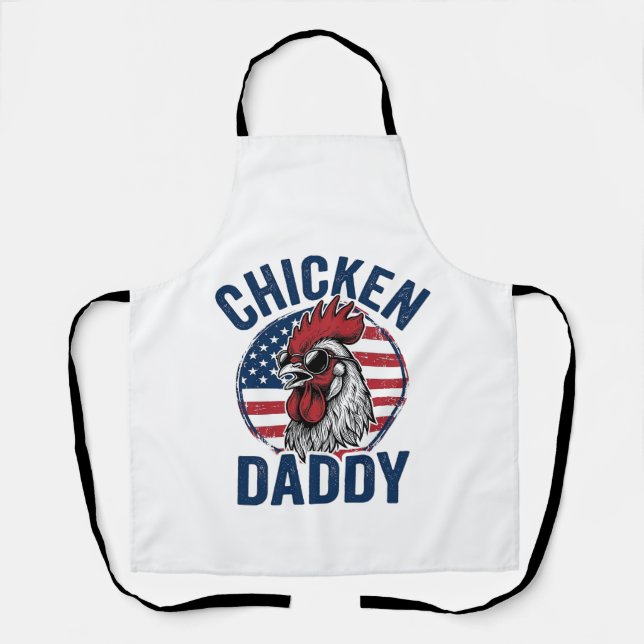 Delantal Chicken Daddy Rooster Vintage Patriotic Shirt Desi (Anverso)