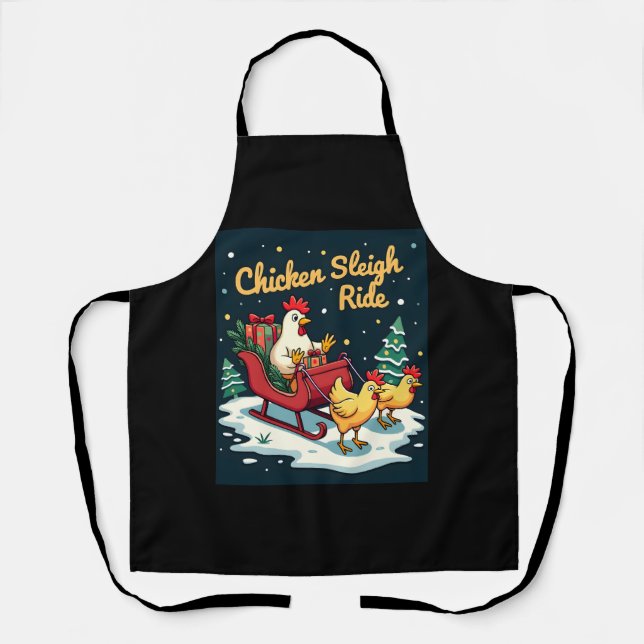 Delantal Chicken Sleigh Ride (Anverso)