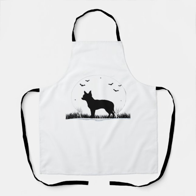 Delantal Chihuahua Dog - Halloween Moon Silhouette Classic (Anverso)