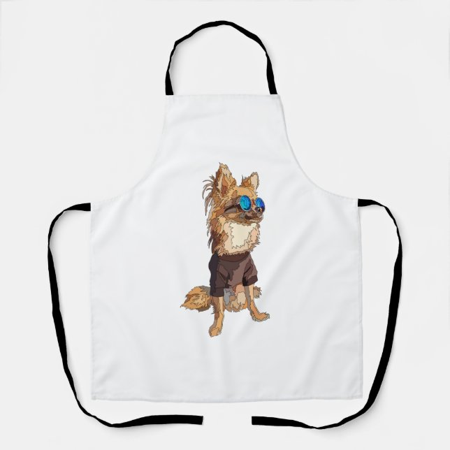 Delantal Chihuahua Dog Long Haired Summer Vibes (Anverso)