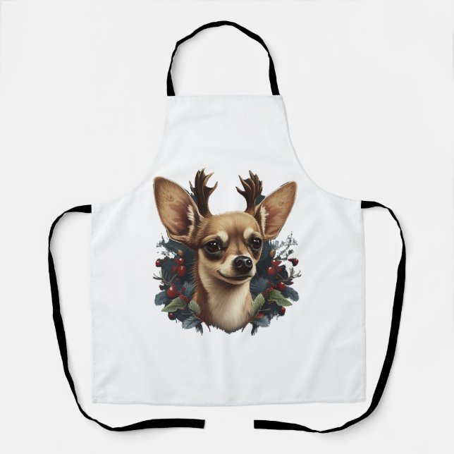 Delantal Chihuahua Feliz Navidad X-Mas Tree Cute (Anverso)