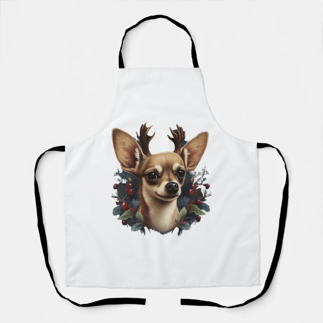 Delantal Chihuahua Feliz Navidad X-Mas Tree Cute (Anverso)