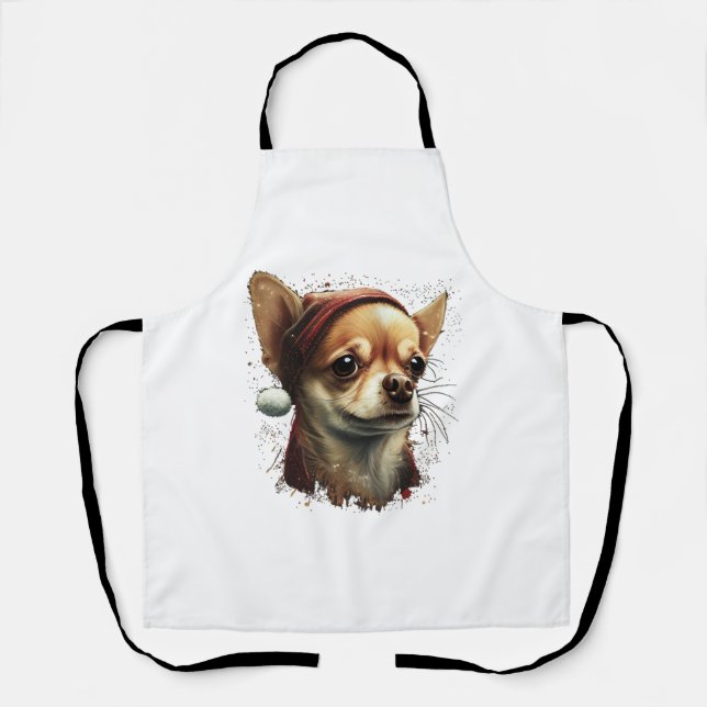 Delantal Chihuahua Feliz Navidad X-Mas Tree Cute (Anverso)