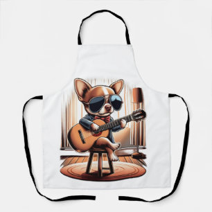 Delantal Chihuahua genial tocando la guitarra