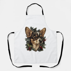 Delantal Chihuahua Merry Christmas Xmas Tree Cute Dog