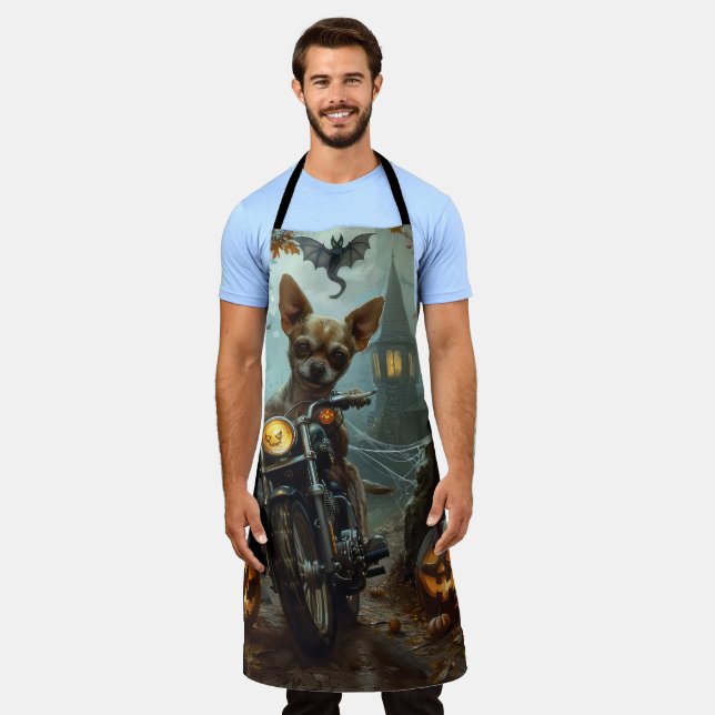 Delantal Chihuahua Motocicleta Halloween Da miedo (Gastado)