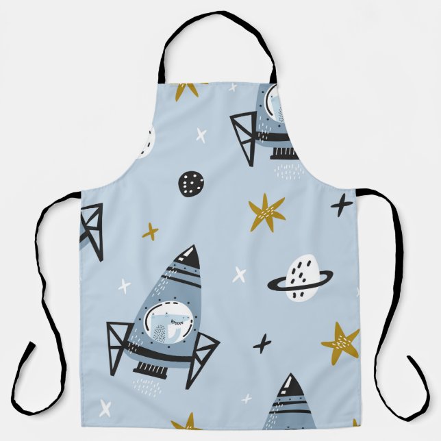 Delantal Childish seamless pattern with hand drawn space el (Anverso)