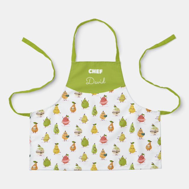 Delantal Children's pattern of fun pears (Anverso)
