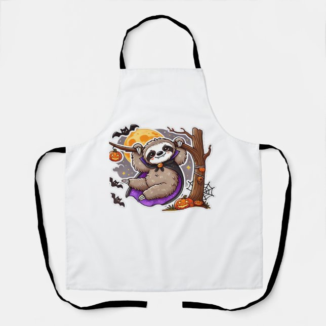 Delantal Chill Thrills Halloween Sloth T-Shirt sobredimensi (Anverso)
