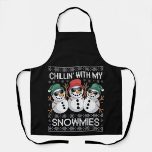 Delantal Chillin Con Mis Snowmies Navidades graciosos