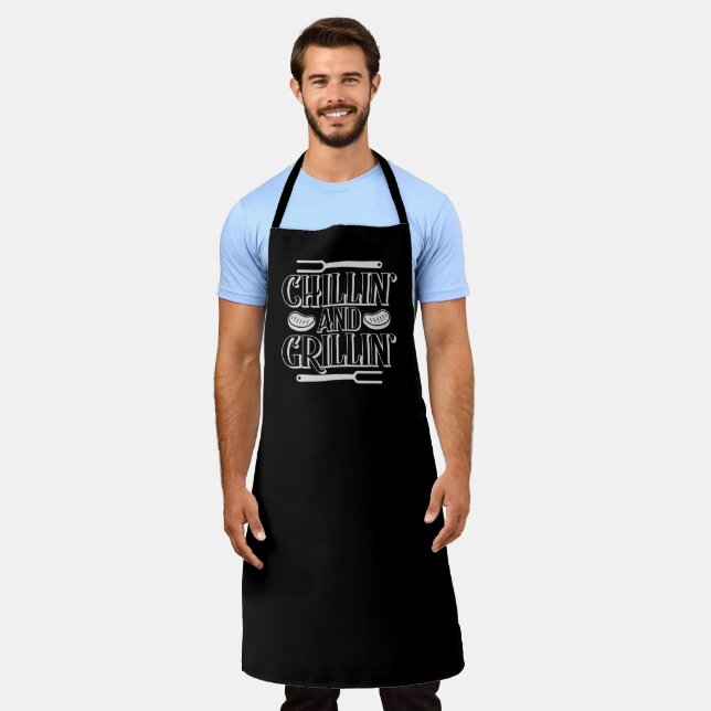 Delantal Chillin Grillin Gran Apron Negro (Gastado)