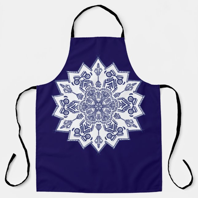 Delantal China azul Mandela (Anverso)