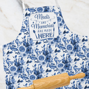 Delantal Chinoiserie Blue Floral Floral Kitchen cita