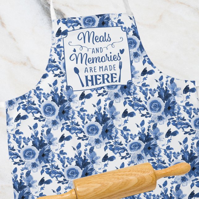 Delantal Chinoiserie Blue Floral Floral Kitchen cita (Subido por el creador)