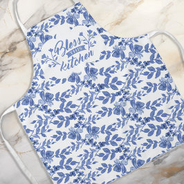 Delantal Chinoiserie Blue White Florals Kitchen Blessing