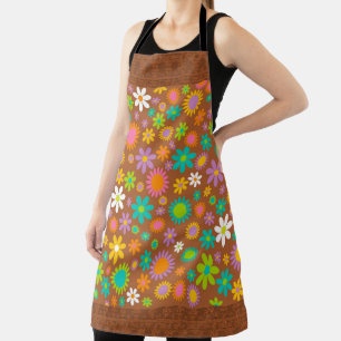 DELANTAL CHOCOLATE BUNNIES Y FLORES COLORIDOS