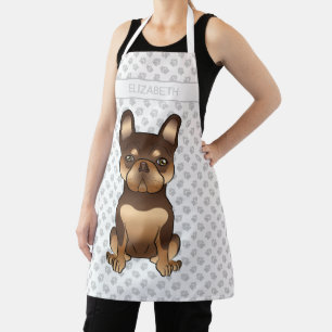 Delantal Chocolate y Tan French Bulldog Perro Lindo & Nombr